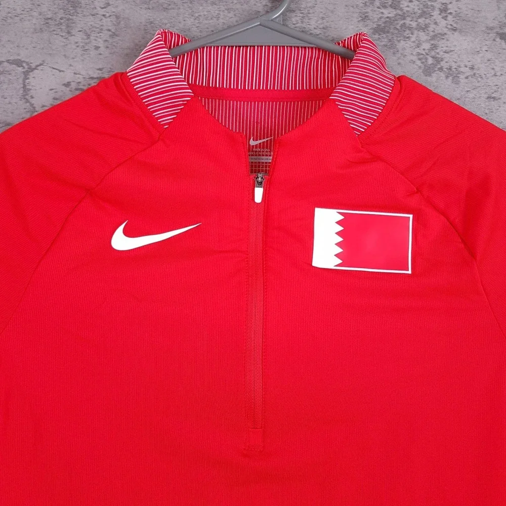 NIKE Pro Elite Bahrain 1/4 Zip Pullover Track Jacket Mens‎ Size SMALL Red